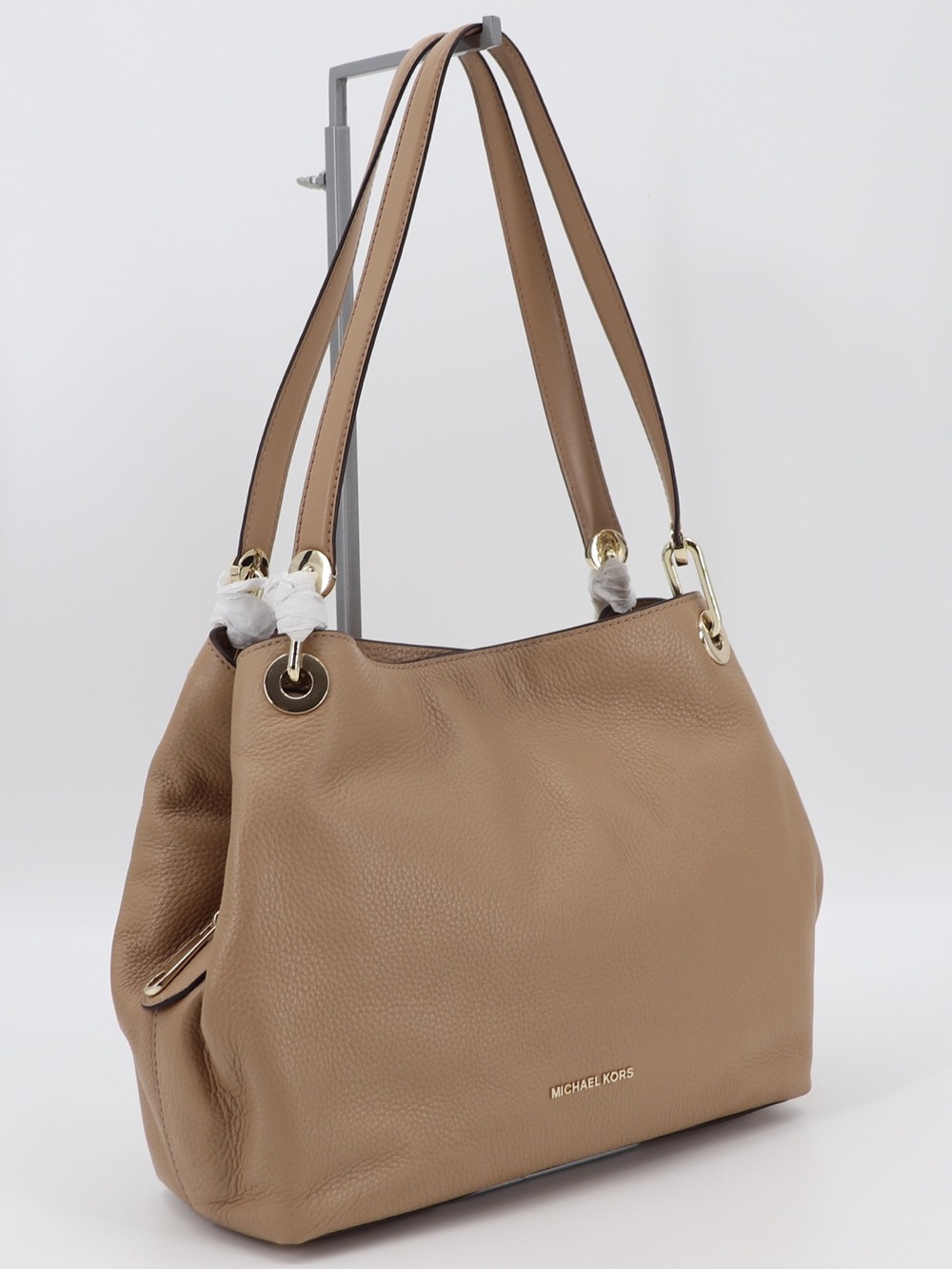 Brand New Michael t Raven Pebbled Leather Large Shoulder Bag Camel - Picture 5 of 16
